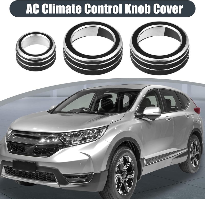 Edinstry 3pcs Black Aluminum Alloy Air Conditioner Knob Ring Covers Volume Knob Control Knob Button Cover Trim Compatible with Honda CRV 2017 2018 2019 2020 2021 - Image 5